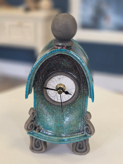 Stonesplitter - Small Turquoise Raku Clock - Primrose Gallery and Framing