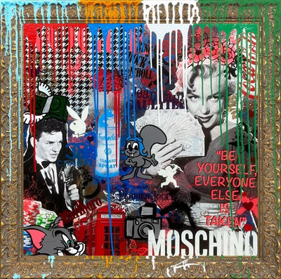 Hue Folk - Gambling Man, Original Framed Mixed Media - Primrose Gallery and Framing