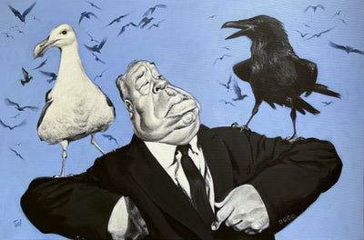 Adrian Teal- The Birds Alfred Hitchcock, Original Artwork on Canvas - Primrose Gallery and Framing