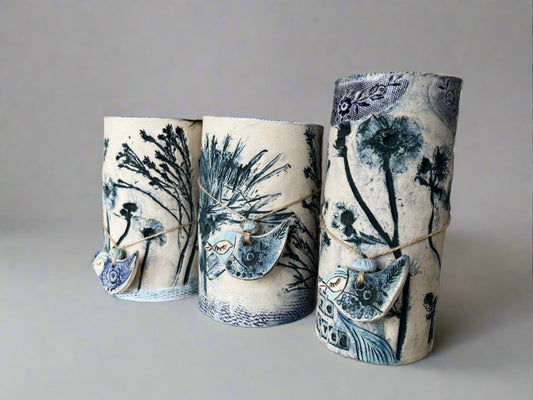 Marika Du Plessis- Blue Lace Pressed Ceramic Vase