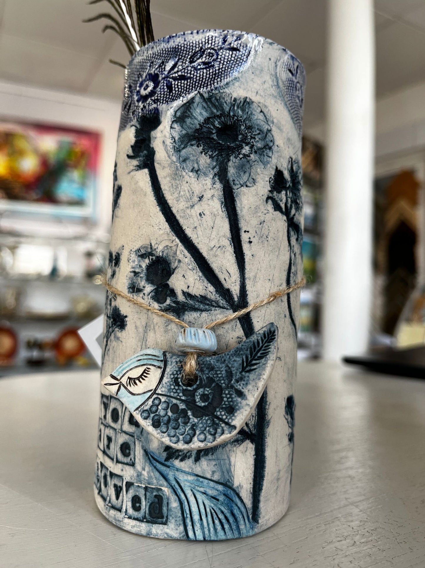 Marika Du Plessis- Blue Lace Pressed Ceramic Vase