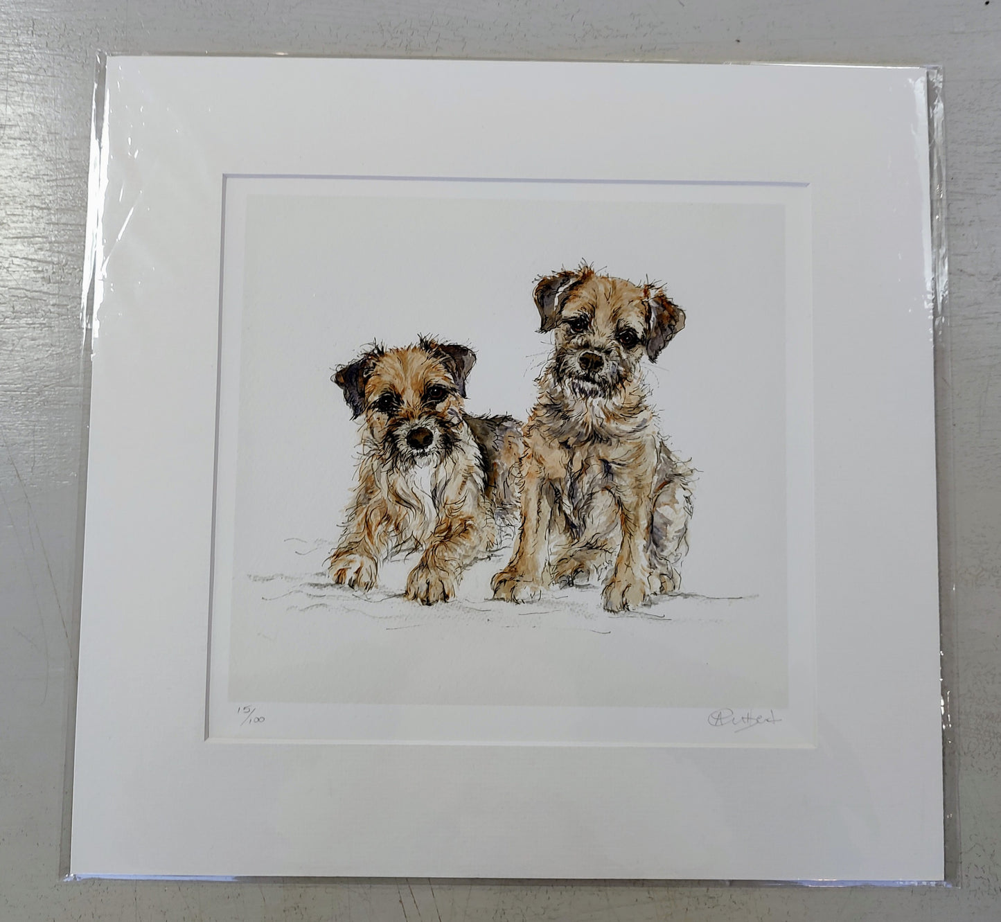 Anne Gilbert- Pals, Limited Edition Print of Two Terriers