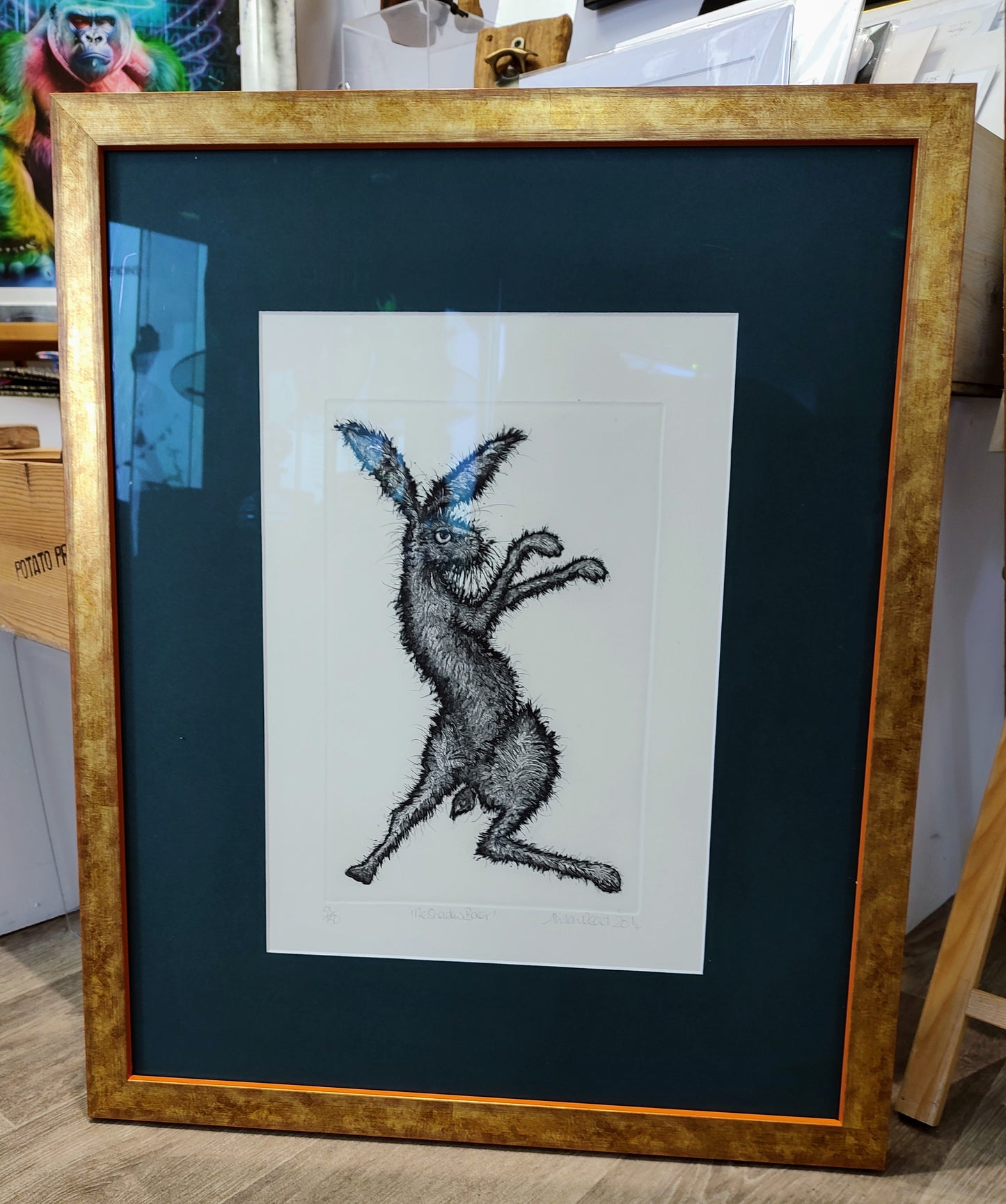 Alison Read - Limited edition etching of a Hare- "The Shadow Boxer"