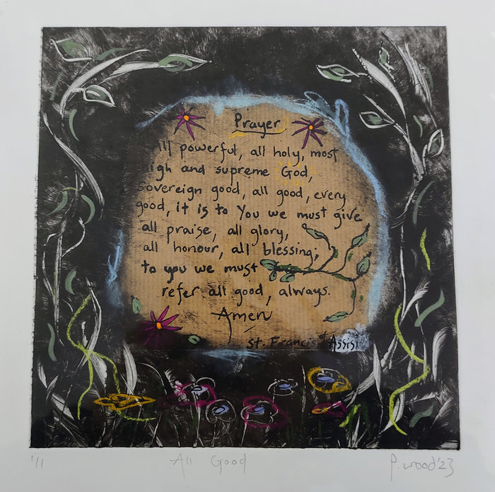 Pauline Wood- All Good, Hand Coloured Monotype