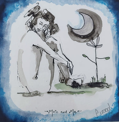 Pauline Wood- Moon and Me, Framed Painting - Primrose Gallery and Framing