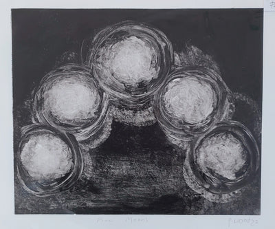 Pauline Wood- Five Moons, Original Monotype - Primrose Gallery and Framing