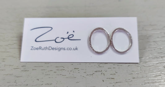 Zoe Ruth- Open Oval Silver Hammered Stud