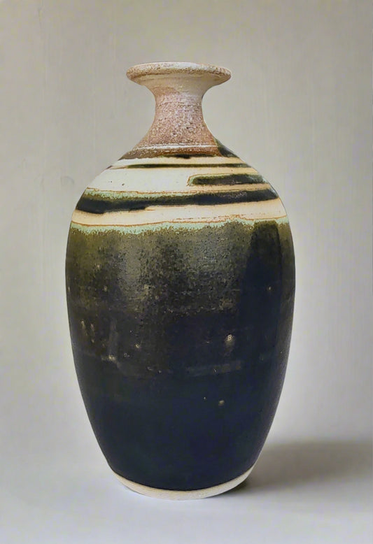 Nigel Gossage, Black Rose Ceramics- Raku Stem Vase, Hand made Ceramic