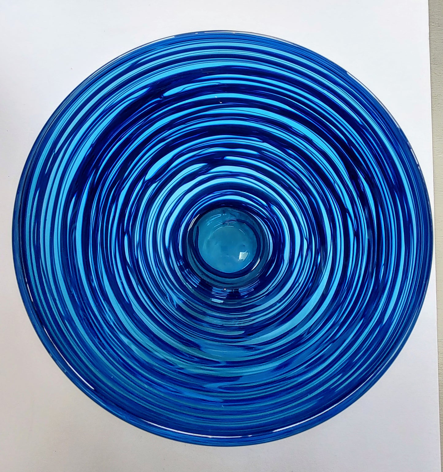 Bob Crooks-Hand Blown British Made Bound Glass Bowl, Small  Blue