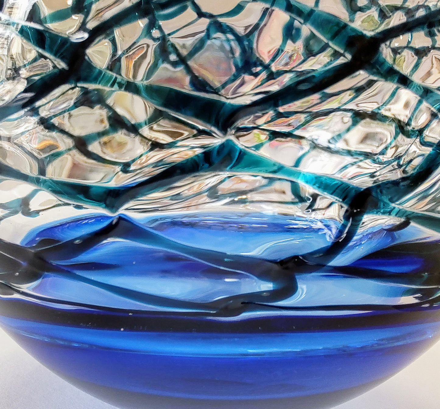 Bob Crooks- Hand Blown Blue Lattice Sphere, British Made
