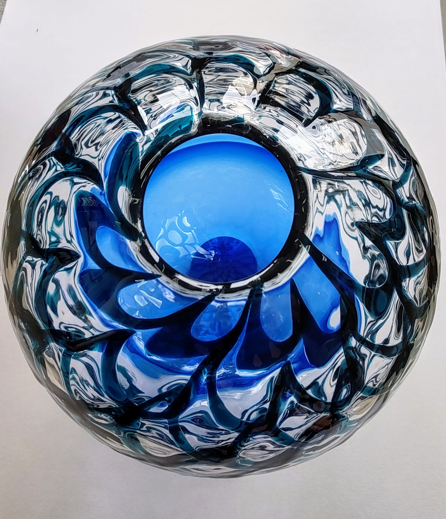 Bob Crooks- Hand Blown Blue Lattice Sphere, British Made