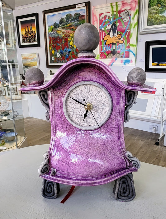 Stonesplitter- Medium Purple Raku Clock