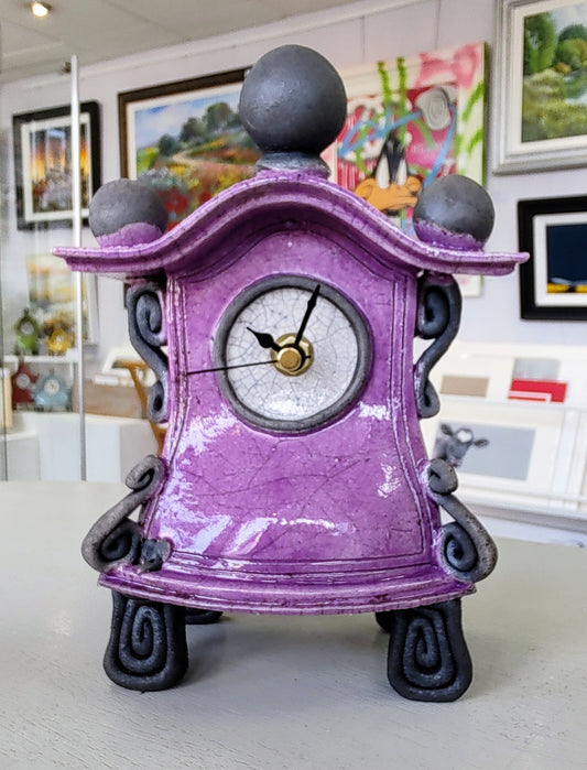 Stonesplitter- Small Purple Raku Clock