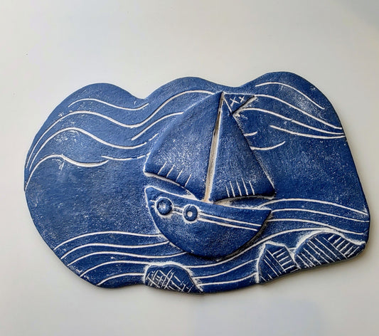 Dawn Isaac - Ceramic Wall Tile Plaque 'Sailing'