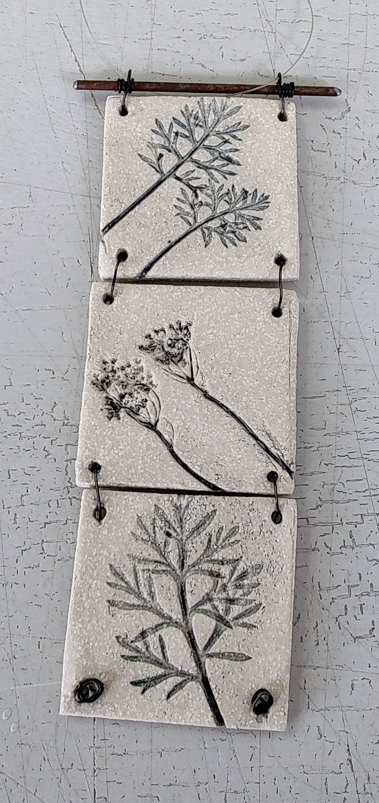 Copy of Dawn Isaac - Ceramic Hanging Tile Triple Floral