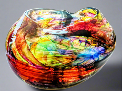 Bob Crooks-Parakeet, Unique Hand Blown British Glass Bowl - Primrose Gallery and Framing