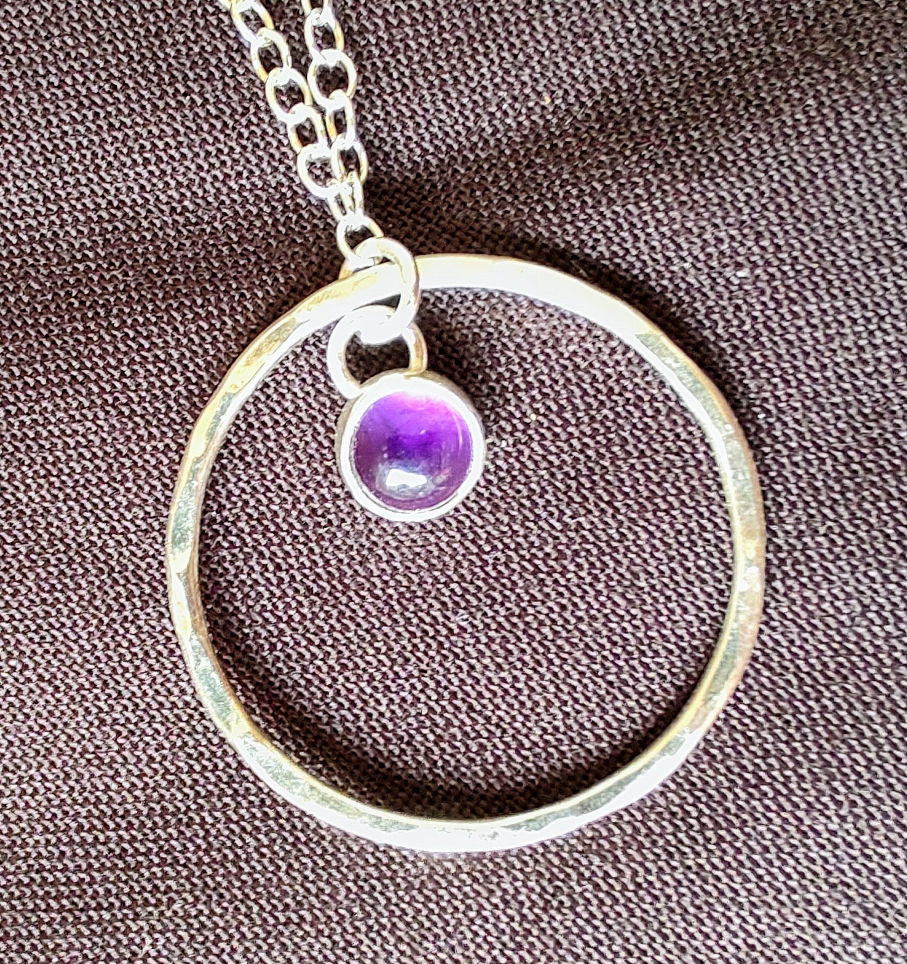 Zoe Ruth- Silver Open Circle and Amethyst Necklace - Primrose Gallery and Framing