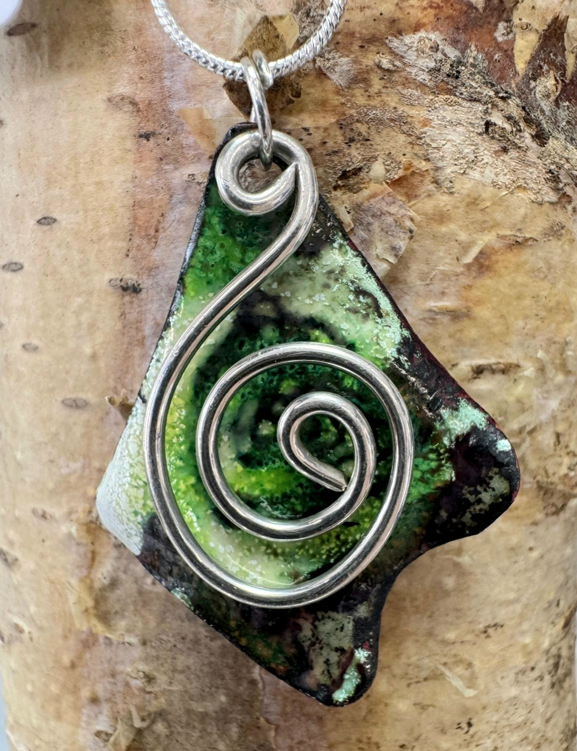 Ruby Hunt - Green Diamond Shaped Enamel Pendant