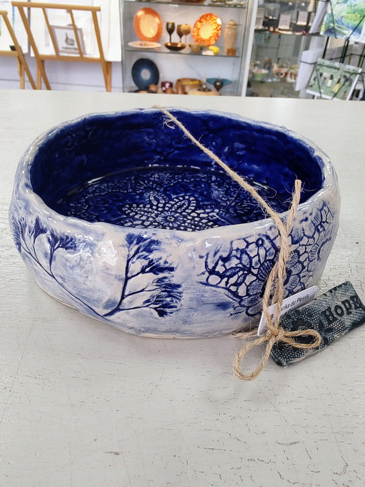 Marika Du Plessis- Blue Lace Pressed Ceramic Bowl