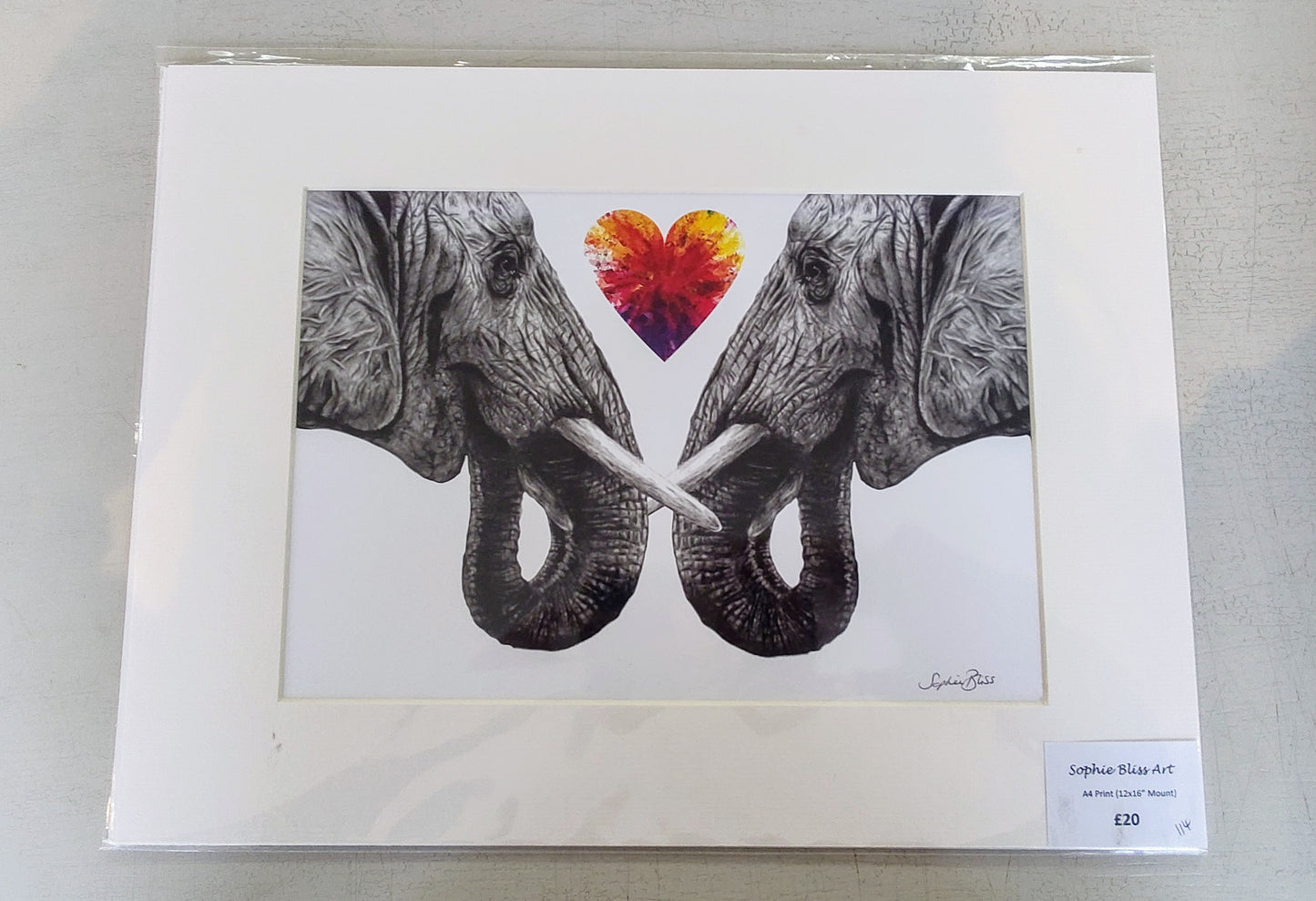 Sophie Bliss Kilpatrick- Elephant Love, Mounted Print