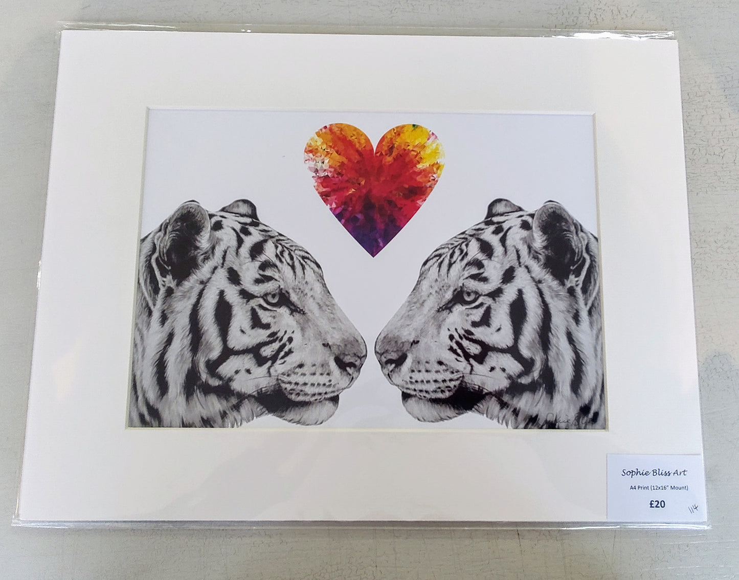 Sophie Bliss Kilpatrick- White Tiger Love, Mounted Print
