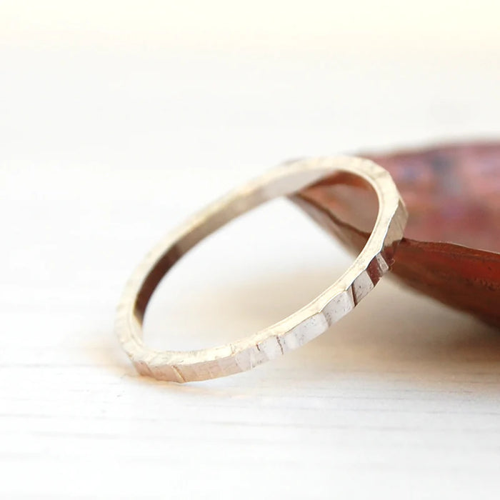 Zoe Ruth - Silver Treebark Texture Ring - Size S.5
