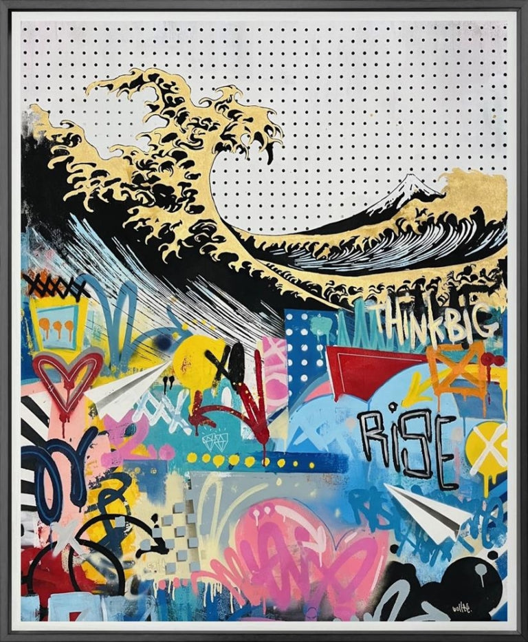 Bollee Patino - Stay Gold, Original Framed Mixed Media