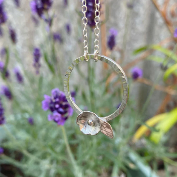 Zoe Ruth- Silver Open Circle Flower Necklace