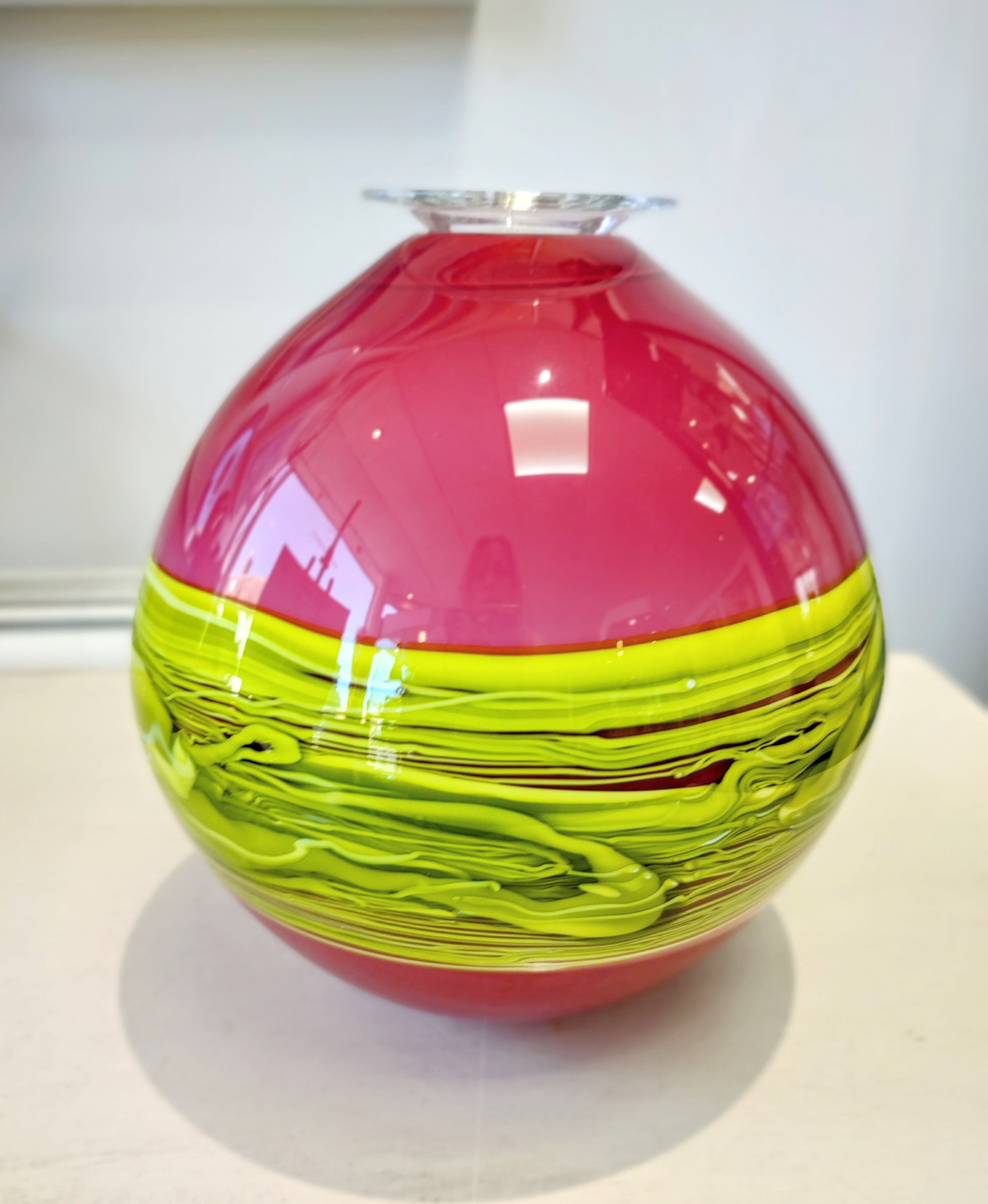Bob Crooks- Hand Blown Raspberry Flower Bomb, British Made - Primrose Gallery and Framing