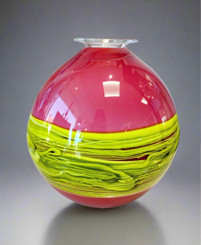 Bob Crooks- Hand Blown Raspberry Flower Bomb, British Made - Primrose Gallery and Framing