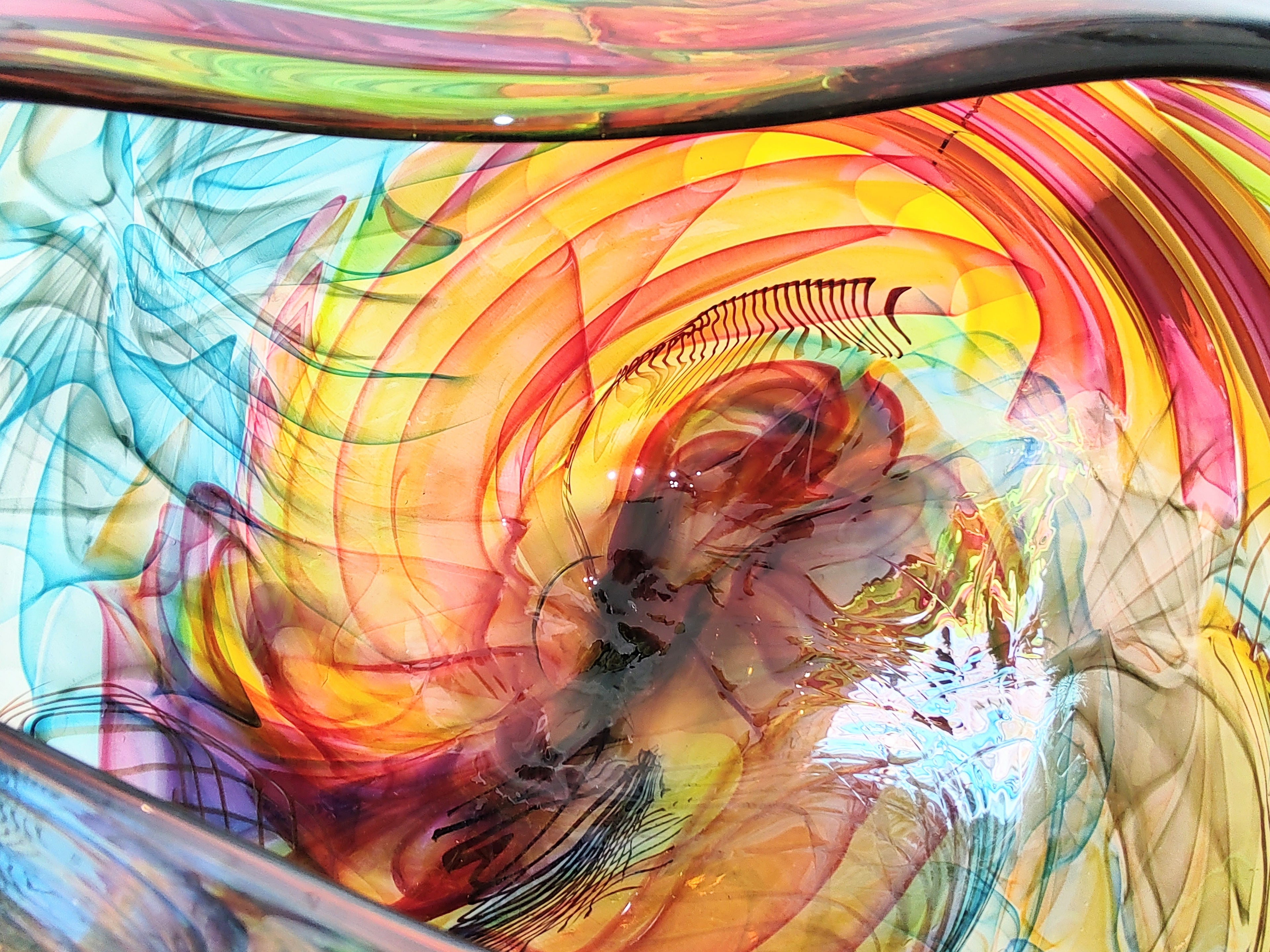 Bob Crooks-Parakeet, Unique Hand Blown British Glass Bowl - Primrose Gallery and Framing