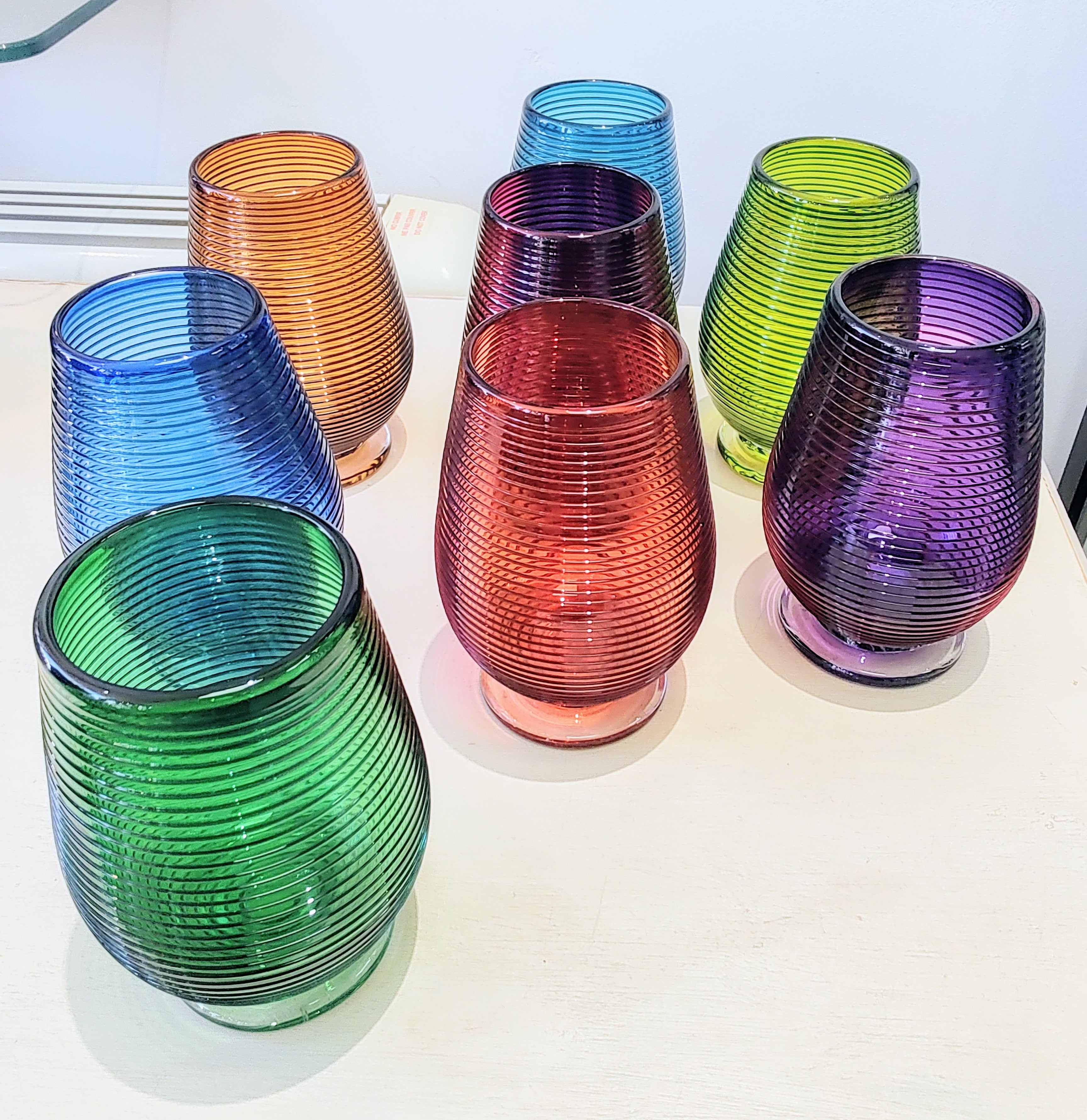 Bob Crooks- Hand Blown British Glass Venetian Spiral Tumblers - Primrose Gallery and Framing