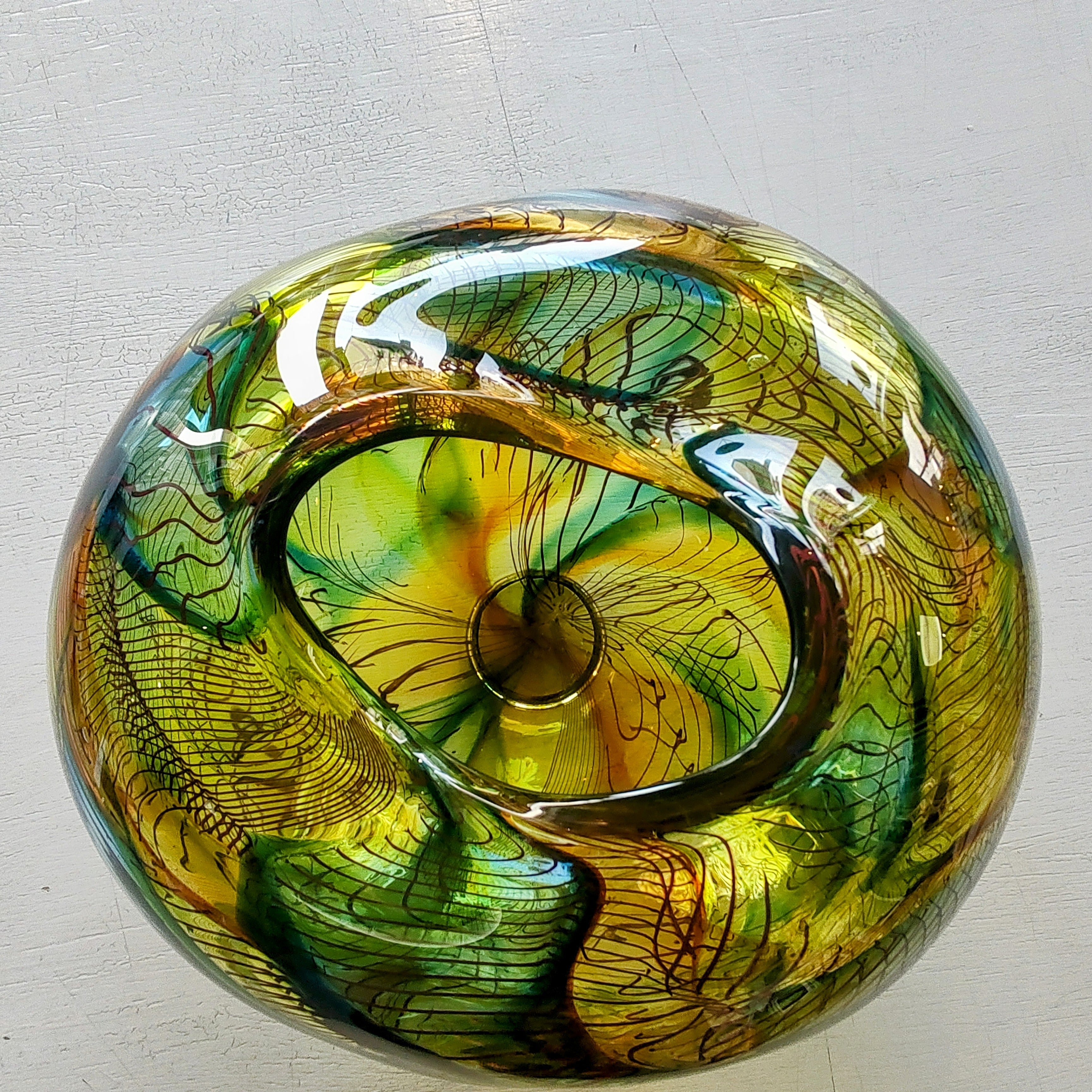 Bob Crooks-Mini Mosaic, Unique Hand Blown British Glass Bowl, Green - Primrose Gallery and Framing