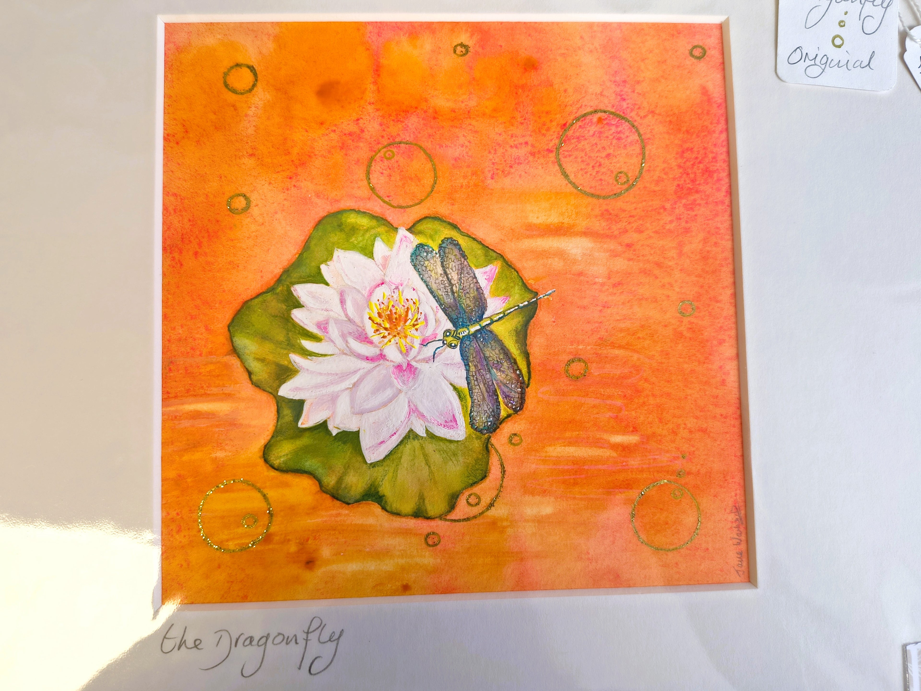 Jane Warwick - The Dragonfly, Original Mounted pen, Ink and Watercolour - Primrose Gallery and Framing