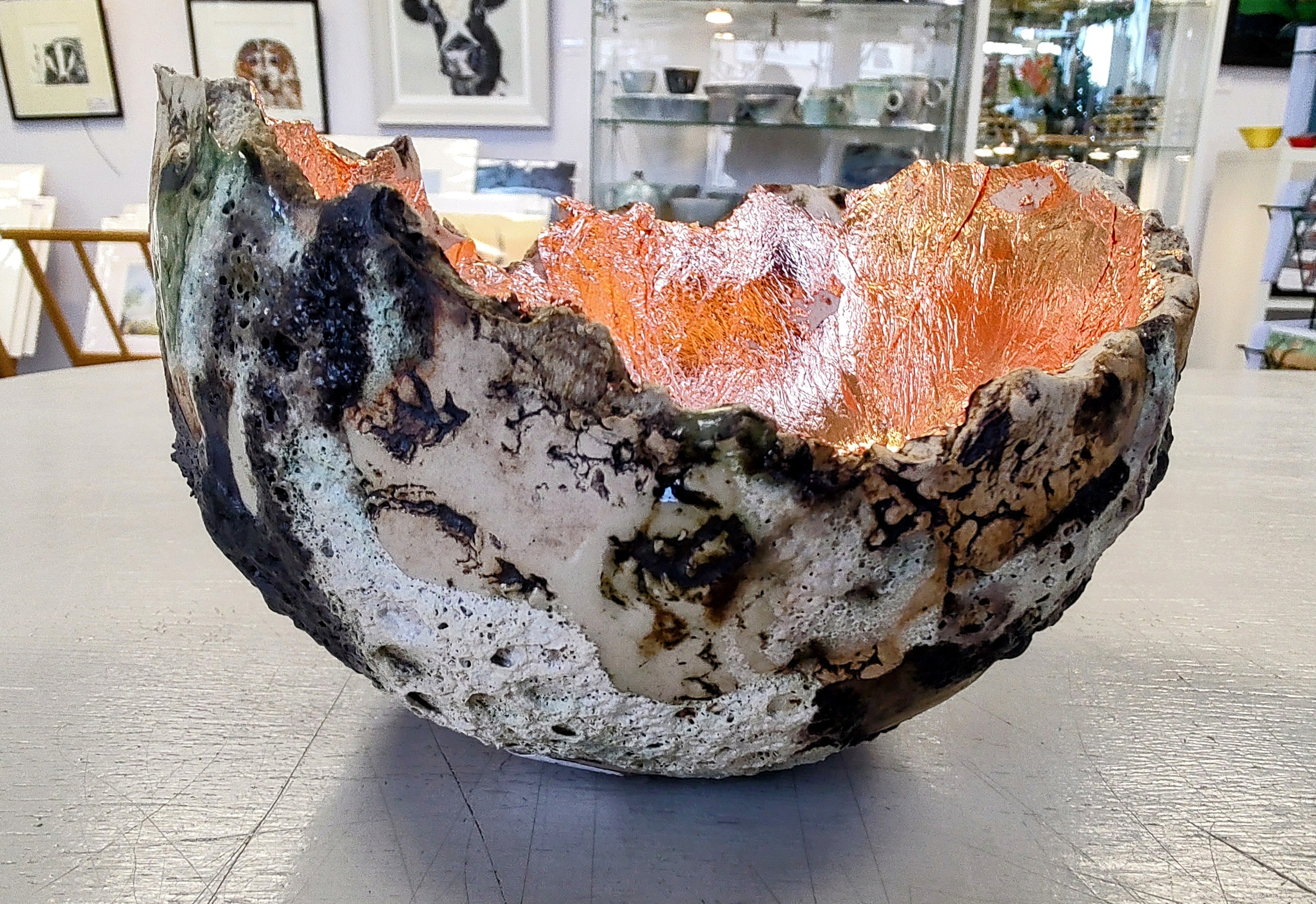 Emma Saul - Dragon Egg textured Ceramic Bowl #1 - Primrose Gallery and Framing