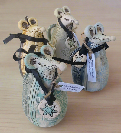 Marika Du Plessis- Ceramic impressed Mouse, Large - Primrose Gallery and Framing