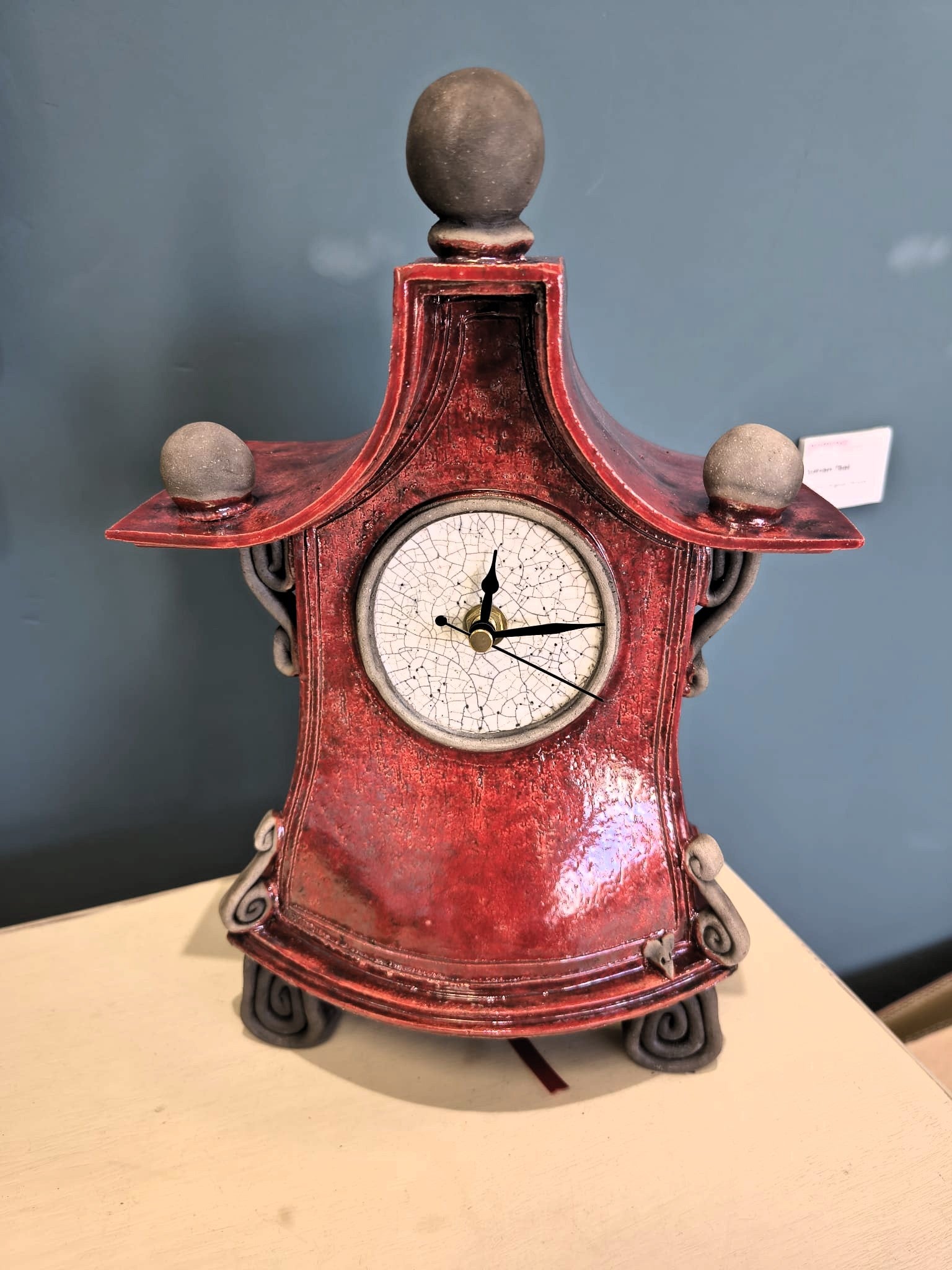 Stonesplitter- Medium Red Raku Clock - Primrose Gallery and Framing