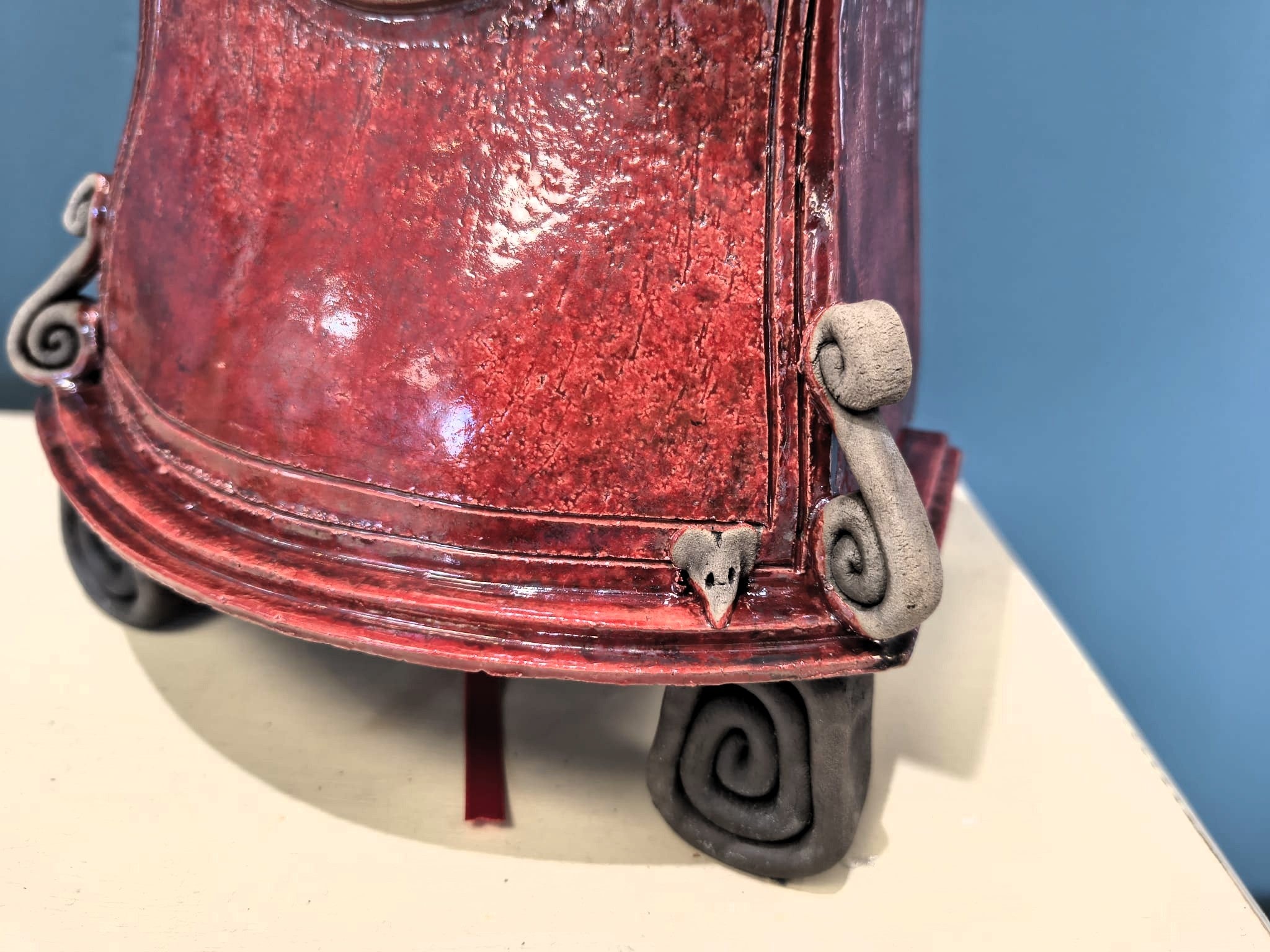 Stonesplitter- Medium Red Raku Clock - Primrose Gallery and Framing