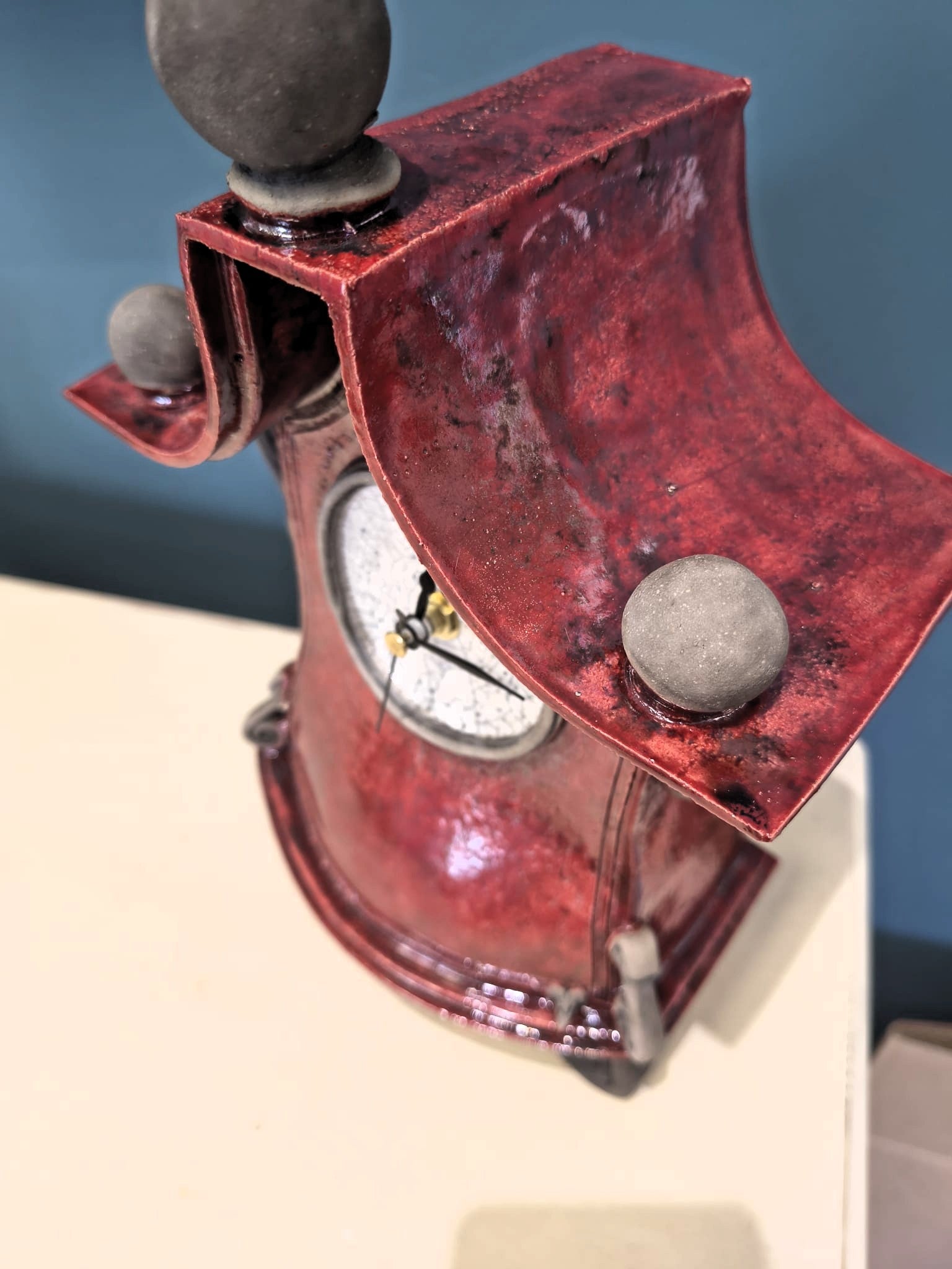 Stonesplitter- Medium Red Raku Clock - Primrose Gallery and Framing