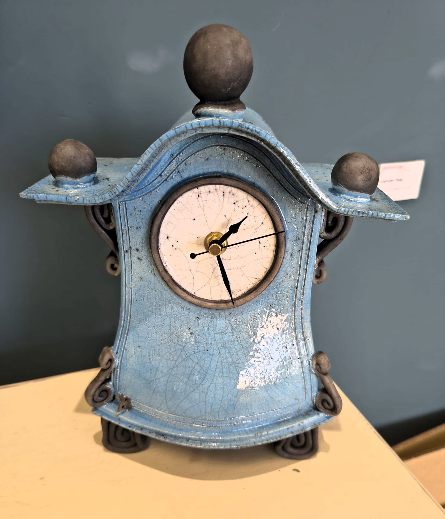 Stonesplitter- Medium Sky Blue Raku Clock