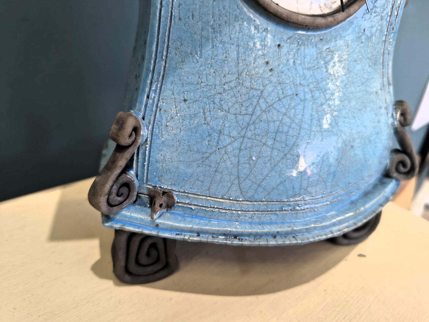 Stonesplitter- Medium Sky Blue Raku Clock