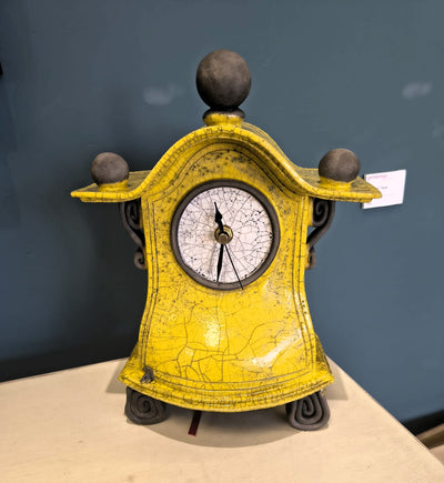 Stonesplitter- Small Yellow Raku Clock - Primrose Gallery and Framing