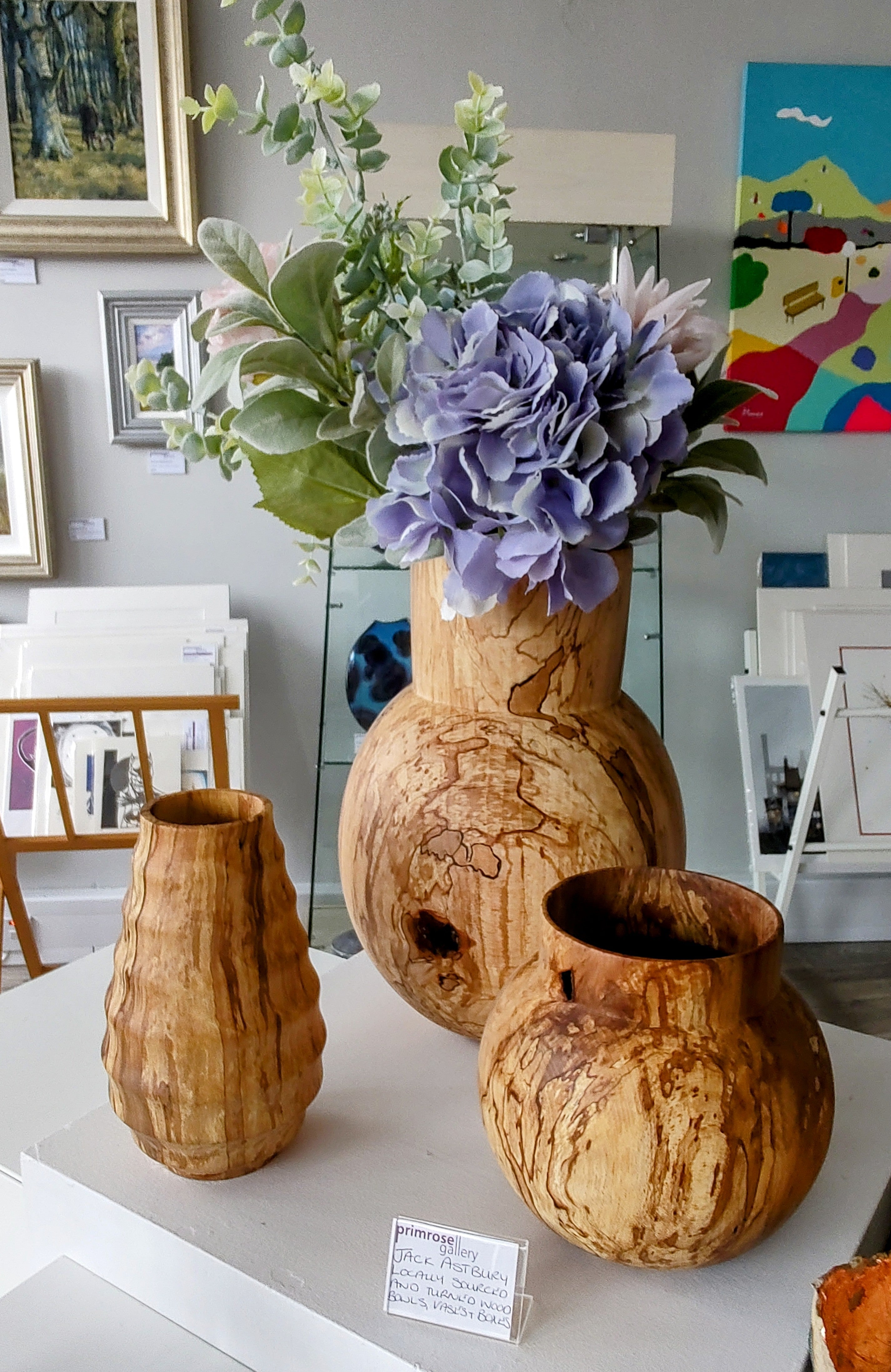 Jack Astbury - Spalted Beech Hand Turned wooden Vase, Squat - Primrose Gallery and Framing