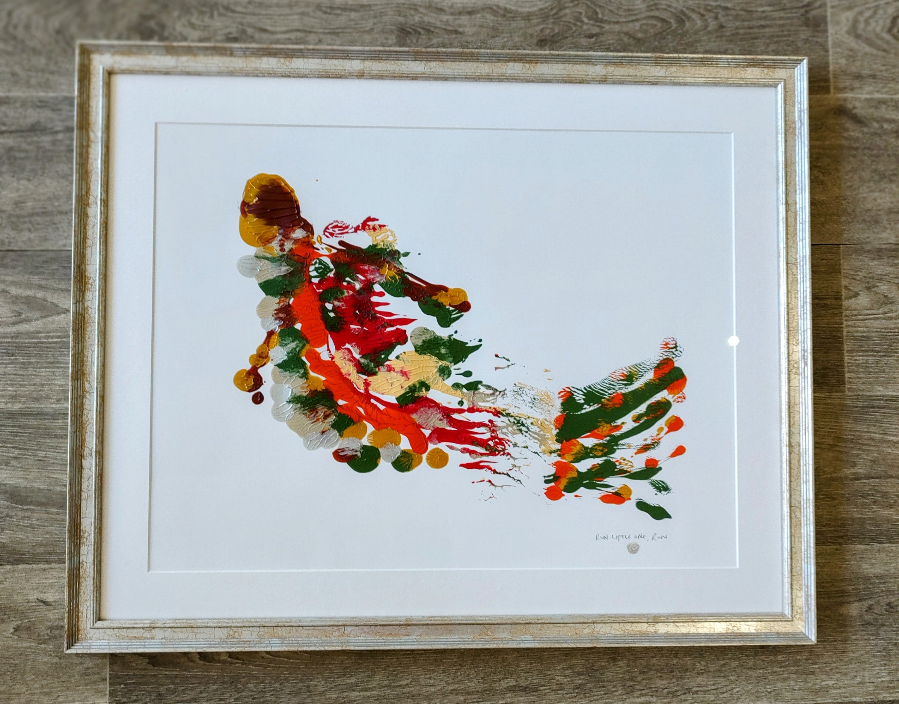 Priya Bhangoo - Run little one Run, Original Framed Acrylic on paper - Primrose Gallery and Framing