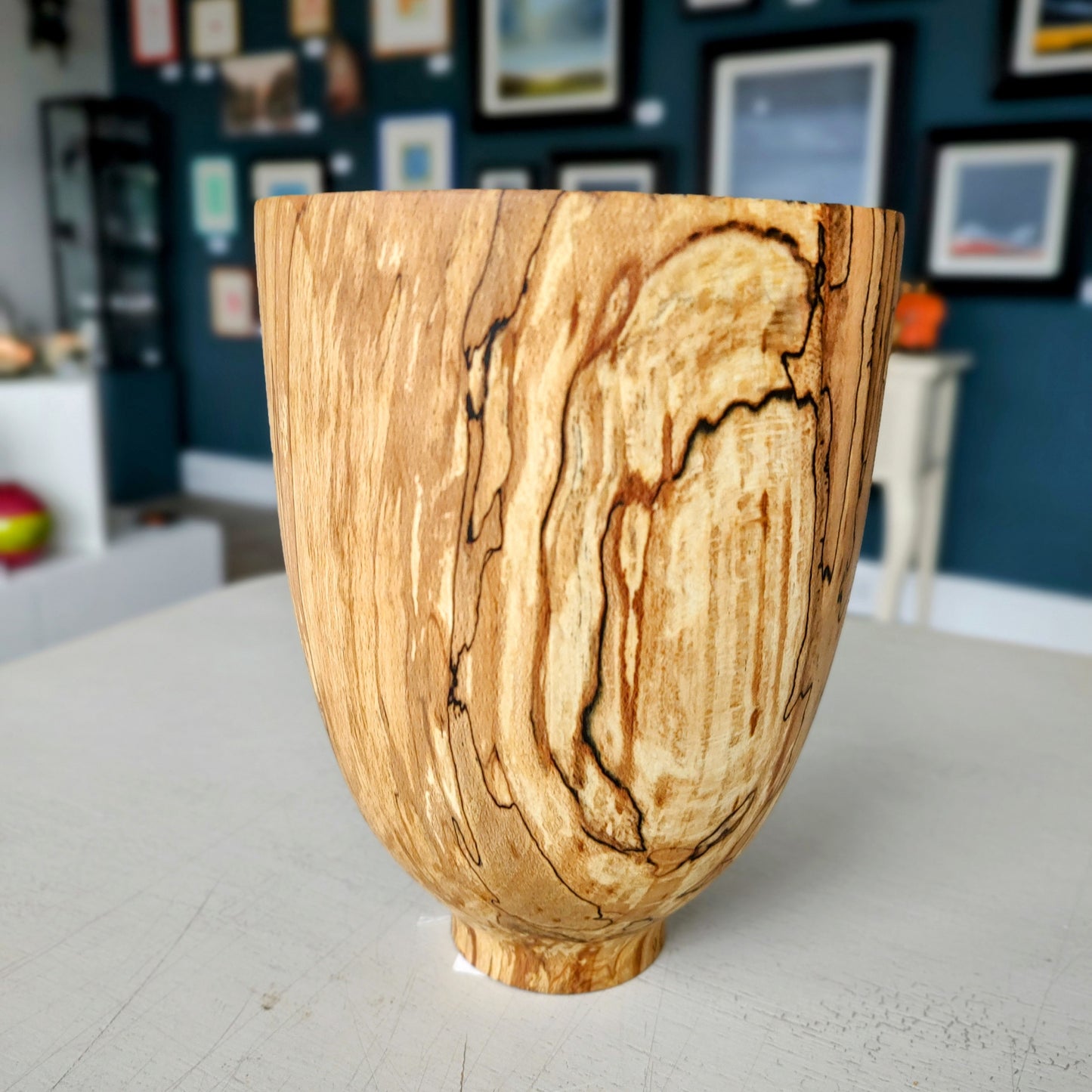 Jack Astbury - Spalted Beech Hand Turned wooden Vase, Straight Sided