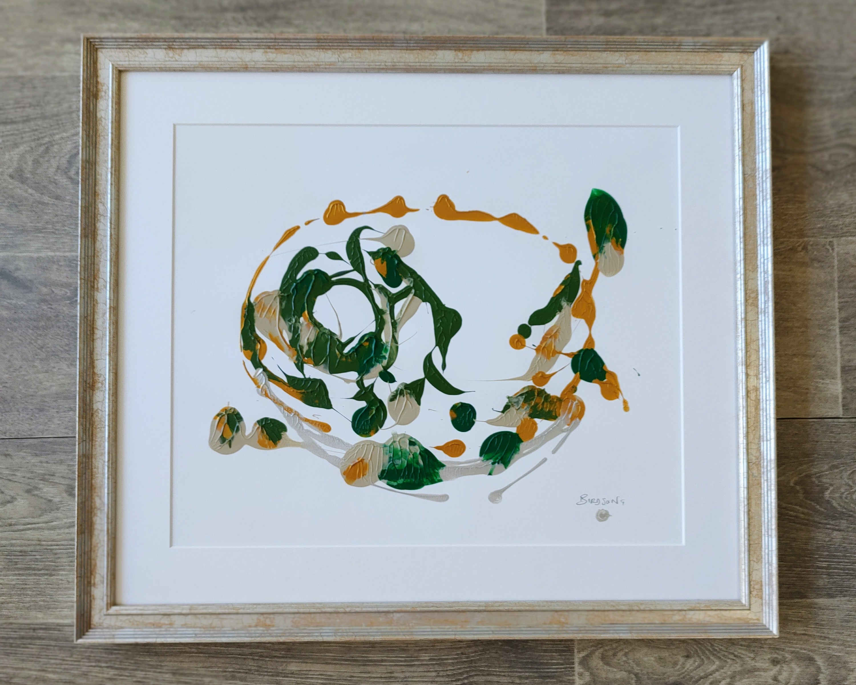 Priya Bhangoo - Birdsong, Original Framed Acrylic on paper - Primrose Gallery and Framing