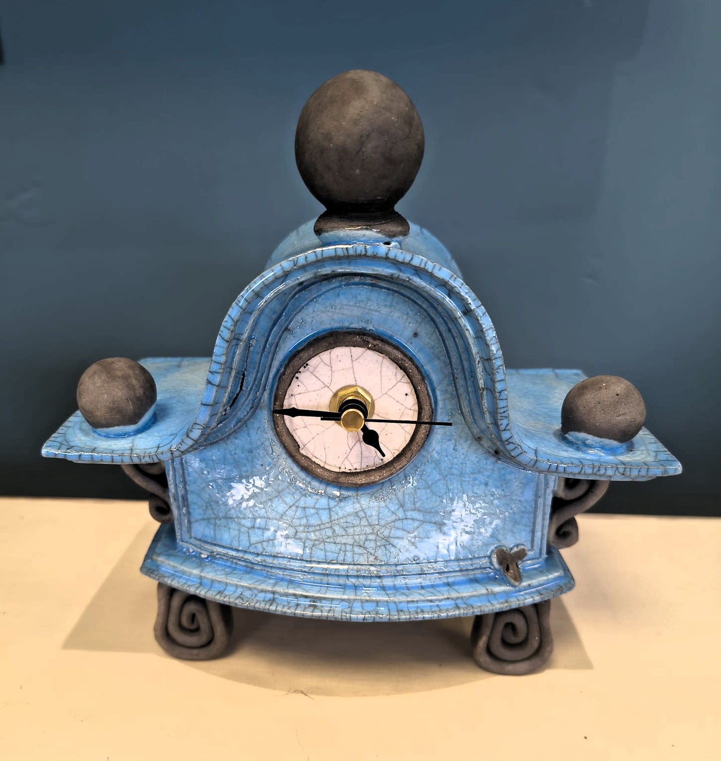 Stonesplitter- Small Sky Blue Raku Clock