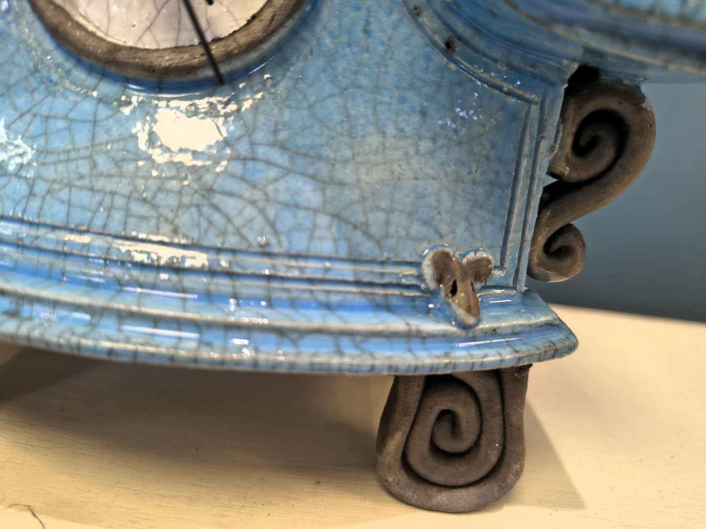 Stonesplitter- Small Sky Blue Raku Clock