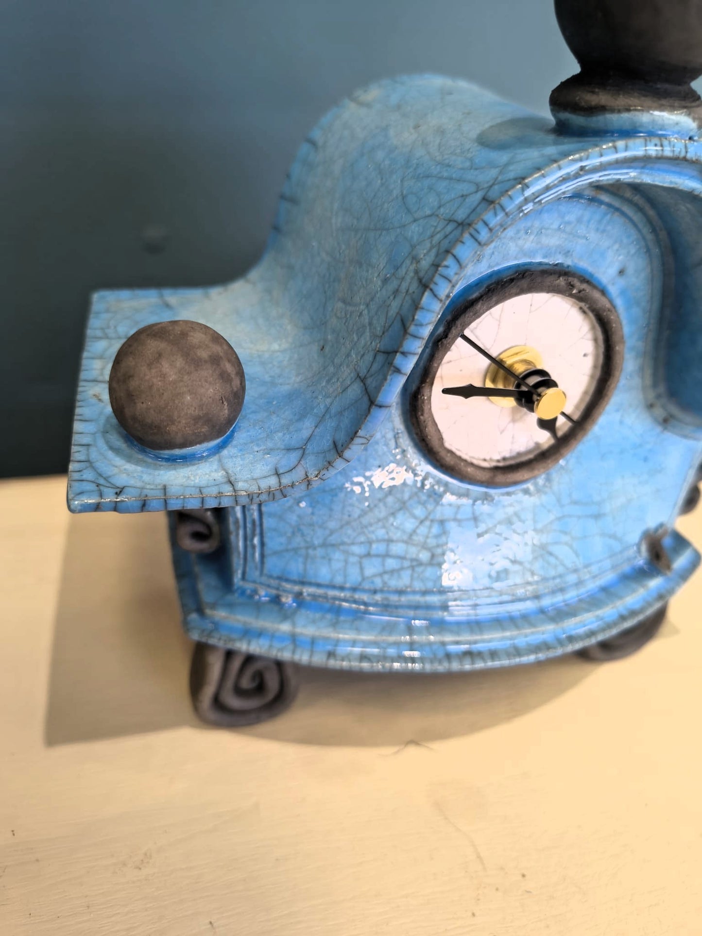 Stonesplitter- Small Sky Blue Raku Clock