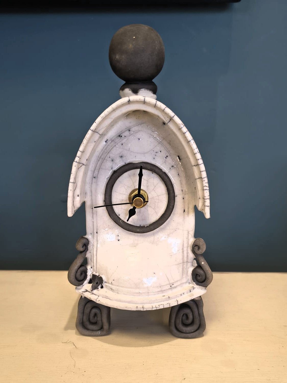 Stonesplitter- Small White Raku Clock